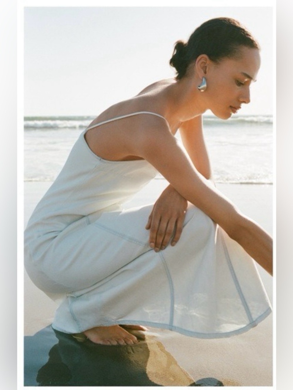 Zara Minimalist denim Slip Maxi Dress - Picture 5 of 9